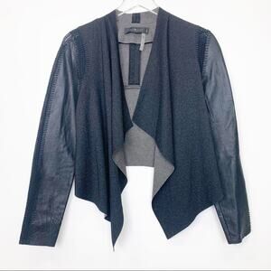 Stella & Jamie Jacket Rio Open Front Leather Sleeve Jacket S